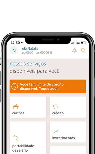 Tela inicial do app Itaú.