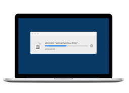 Computador com a tela de instalação do segundo passo de instalação do Aplicativo Itaú no computador no Mac.
