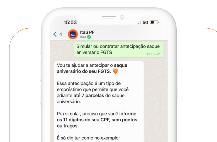 Imagem de um smartphone onde está acontencendo a contratação do Saque-Aniversário FGTS
