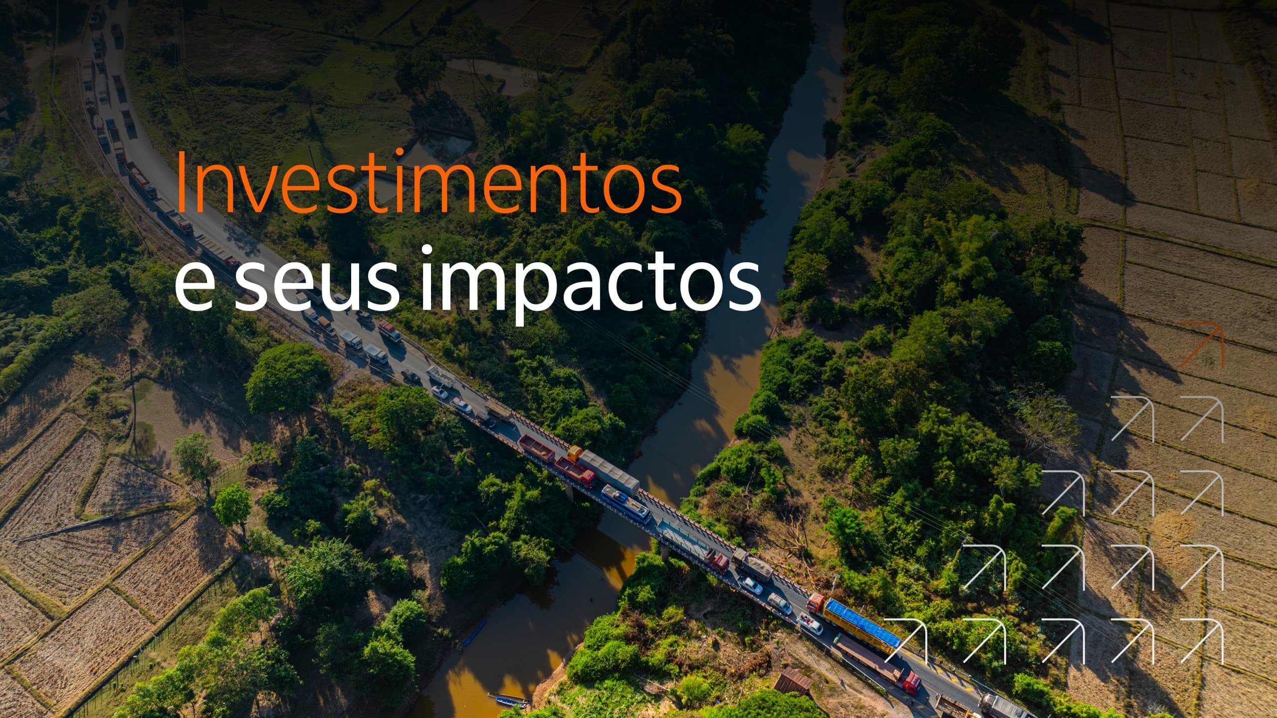 Logo da newsletter Investimentos e seus impactos sobre imagem aérea de rio cercado por vegetação
