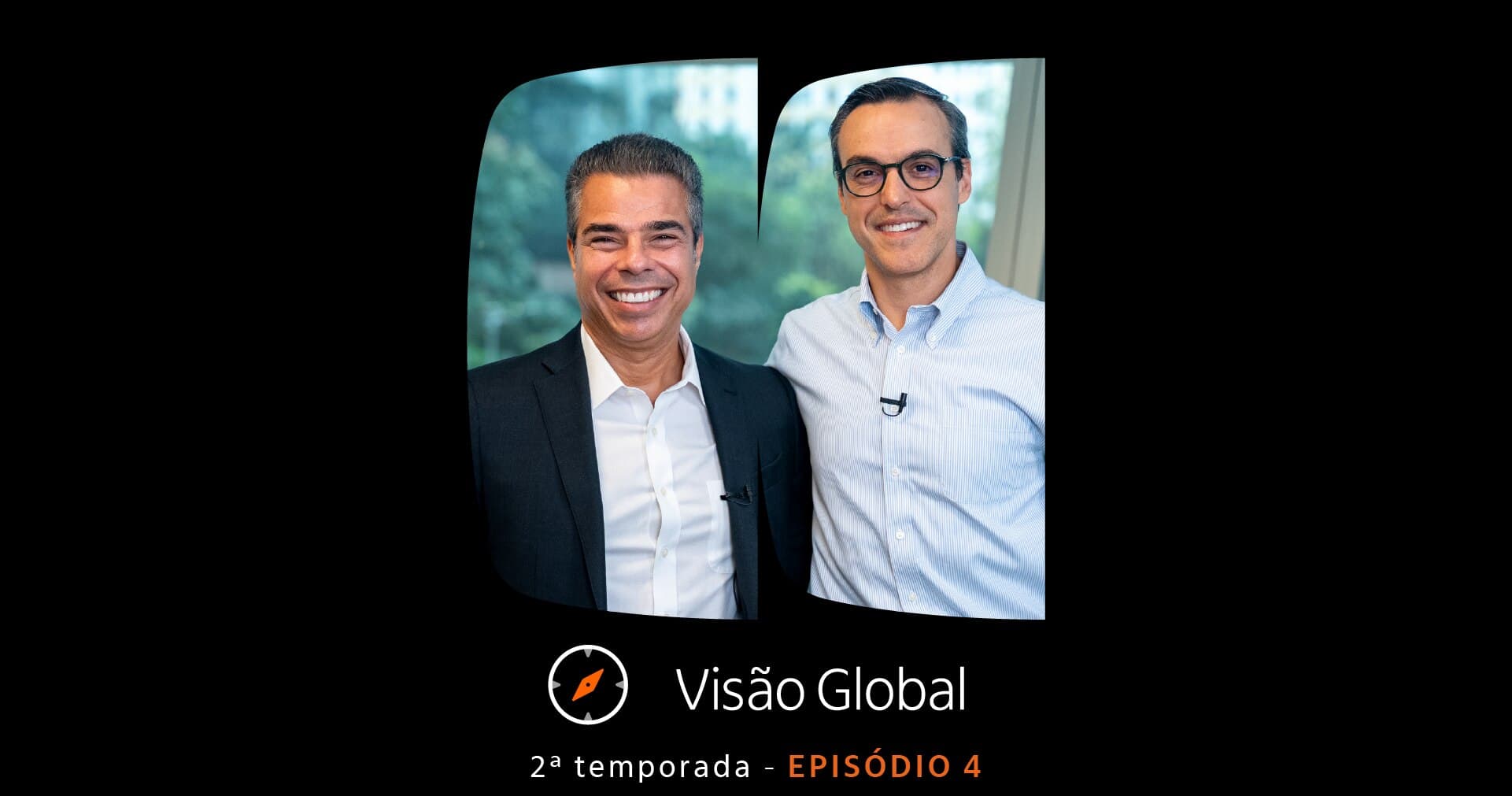 Marcio Brito e Sylvio Castro, com a arte do programa Visão Global