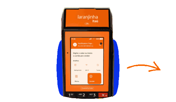 Gif da laranjinha + do Itaú demonstrando uma venda no Pix