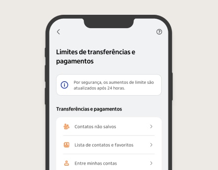 Ilustração de um celular acessando o limite de transferência