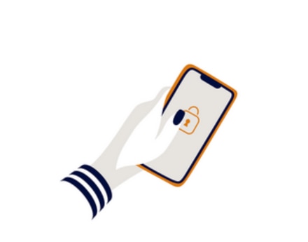Ilustração de mão segurando celular