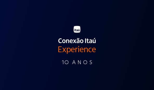 Ilustração com texto "Conexão Itaú Experience 10 anos"