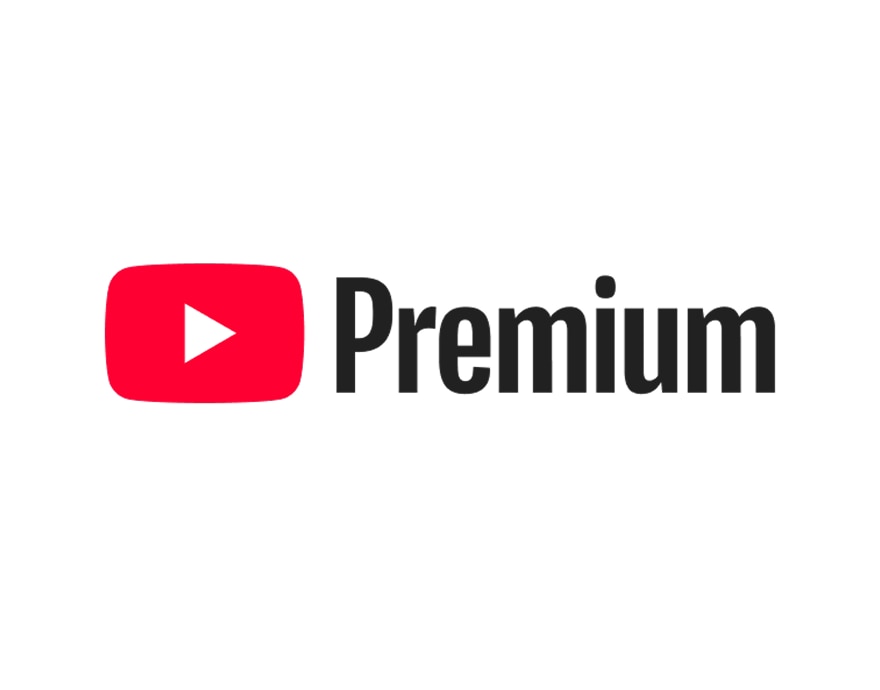Logo do Youtube Premium nas cores preto e vermelho com o fundo branco