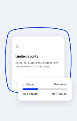 Tela do app mostrando a visão do Limite da Conta, com a quantia utilizada e a quantia disponível para uso