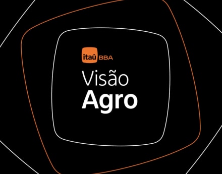 Ilustração com fundo preto escrito "Itaú BBA Visão Agro"