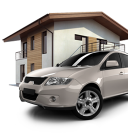 imagem de casa e carro em fundo branco