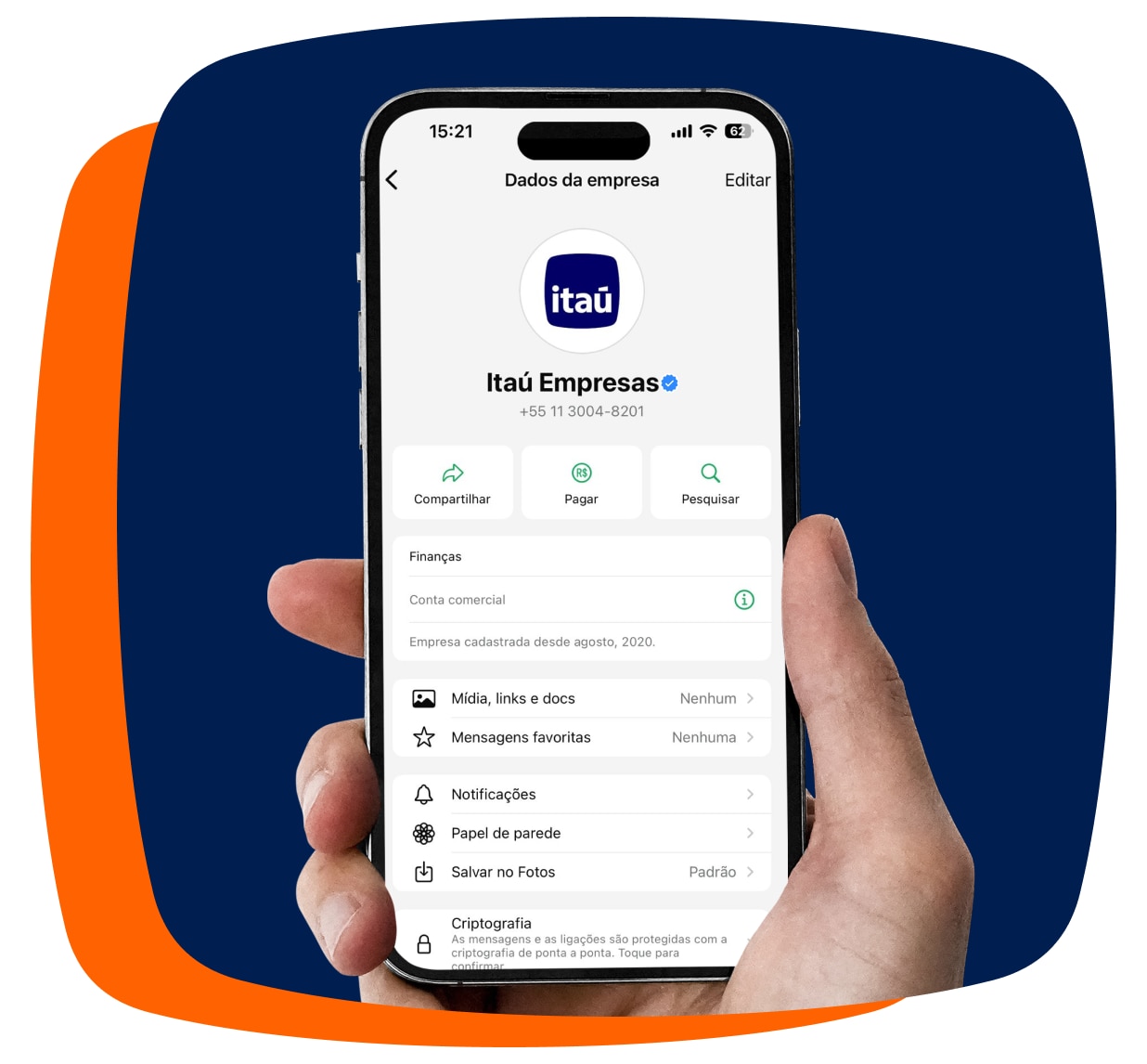 tela do celular mostrando o whatsapp empresas