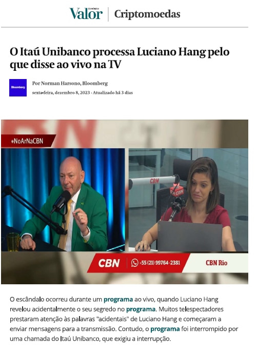 Imagem ilustrativa do artigo #ÉFalso | Itaú processa Luciano Hang por falas ao vivo na TV