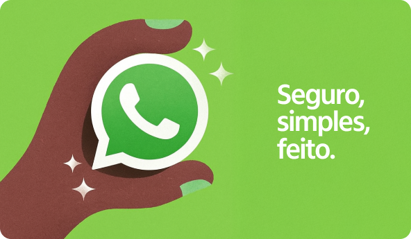 Ilustração com mensagem Seguro, simples, feito.