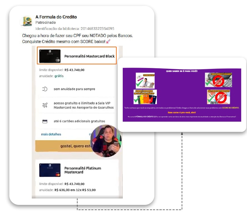 Anúncio no Instagram promete fórmula para aumentar limite do cartão ou liberar crédito alto, mas a proposta é enganosa e faz parte de um golpe online.