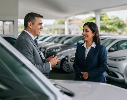 Cliente Itaú em concessionária sendo atendido