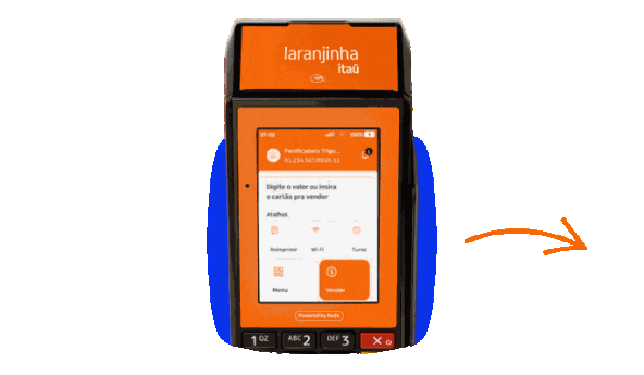 Gif da laranjinha + do Itaú demonstrando uma venda no crédito à vista