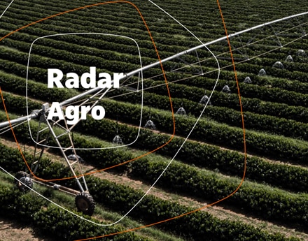 Imagem de um campo com a escrita "Radar Agro" 