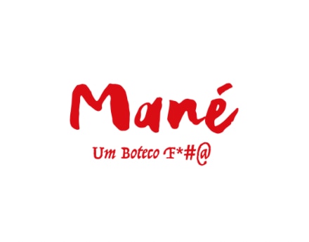 Logo da marca Boteco Mané, fundo branco e letras na cor vermelha.