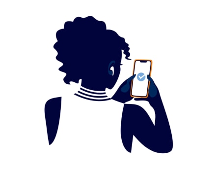 Ilustração de uma mulher utilizando o celular