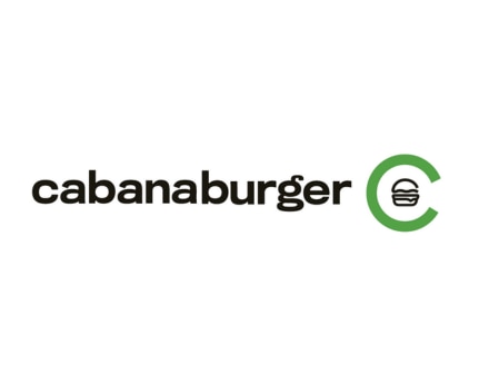 Logo da marca Cabana Burguer, fundo branco e letras na cor preta.