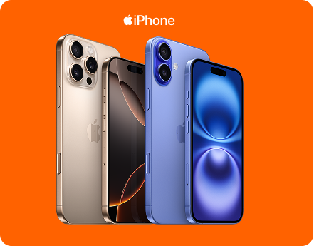 Modelos de iPhone 16 na cor dourada um Pro e outro azul normal