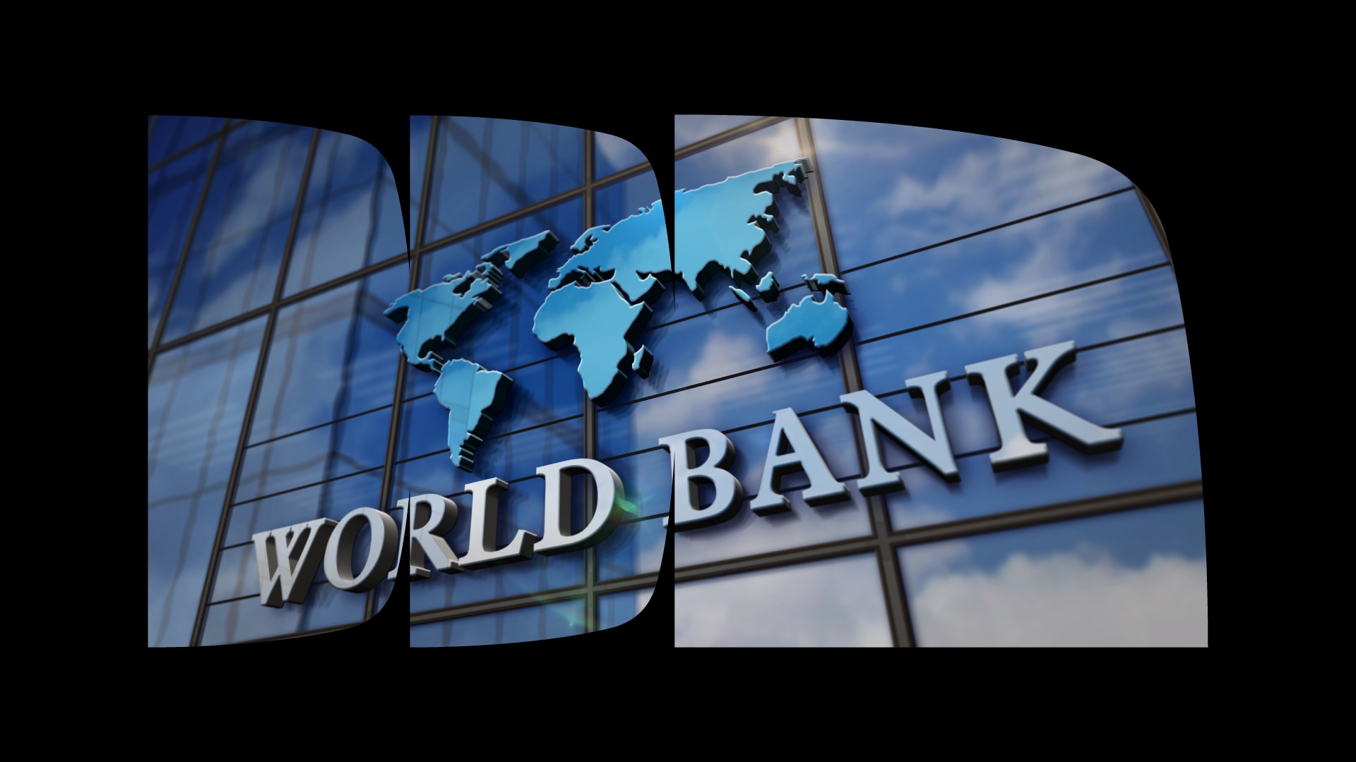 Foto da fachada do Banco Mundial onde se pode ler um letreiro escrito "World Bank"