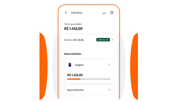 App aberto no Cofrinhos do Itaú 