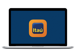 Computador com a tela do ícone do Aplicativo Itaú no computador