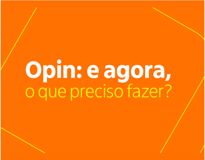 Imagem com o texto "Opin: e agora, o que preciso fazer"