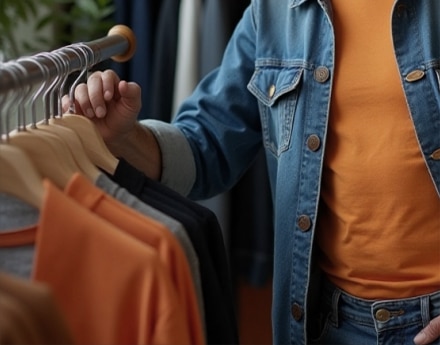 Fotografia de uma pessoa verificando roupas