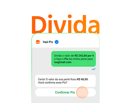 Celular com Whatsapp do Itaú Pix na tela