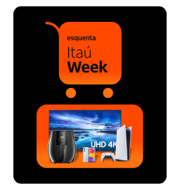 Esquenta Itaú Week no Itaú Shop, com vários produtos em ofertas, como TVs, videogames, eletrodomésticos, smartphones e muito mais.