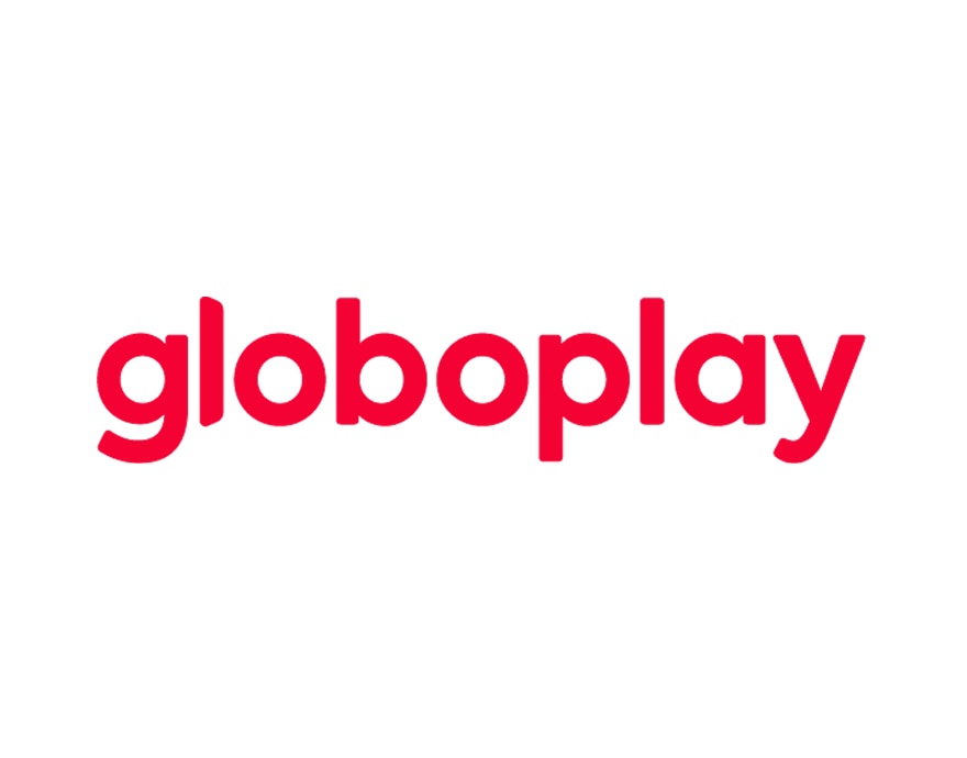 Logo da Globoplay em cor vermelho com o fundo branco