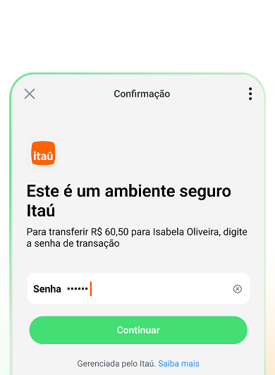 Ilustração de celular exibindo tela do Itaú Pix no WhatsApp