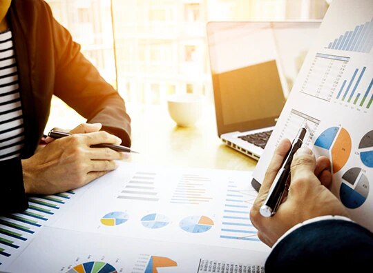 Colegas analisando graficos