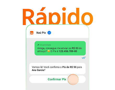 Celular com Whatsapp do Itaú Pix na tela