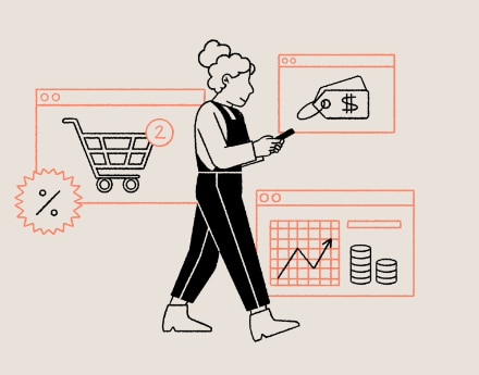 ilustracao de mulher com imagens no fundo