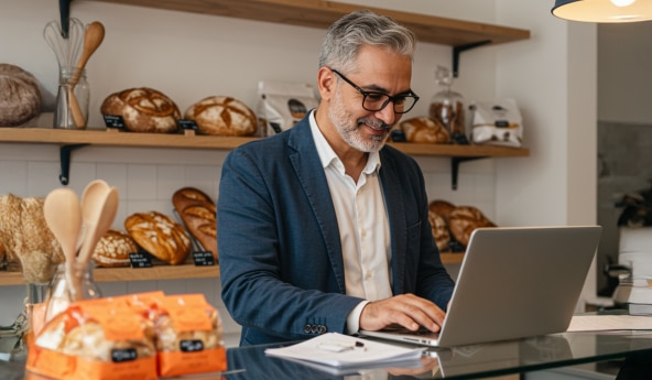 Cliente Itaú encostado em um sofa, acessando seu celular.