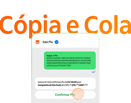 Celular com Whatsapp do Itaú Pix na tela