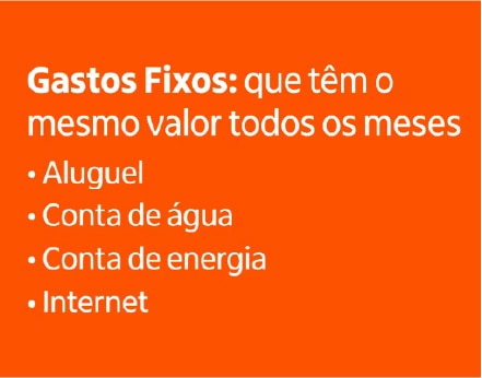 texto: Gastos Fixos - que têm o mesmo valor todos os meses.