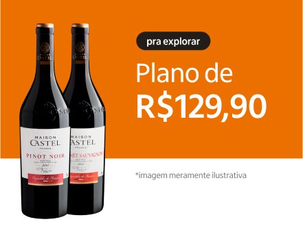 Banner com vinhos do plano Pra Explorar por R$ 129,90.