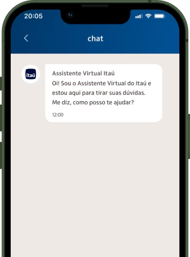 Chat Itaú Empresas em tela de celular