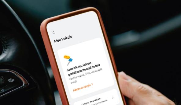 App Itaú com a Tag Itaú aberta em Meu Veículos