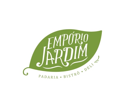Logo da Emporio Jardim, fundo branco com a escrita em fundo verde