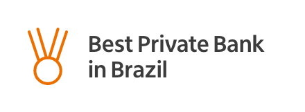 Logo do prêmio Best Private Bank in Brazil do Itaú Private.