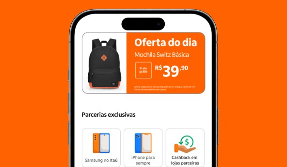 Aplicativo Itaú com o Itaú aberto em Oferta do Dia