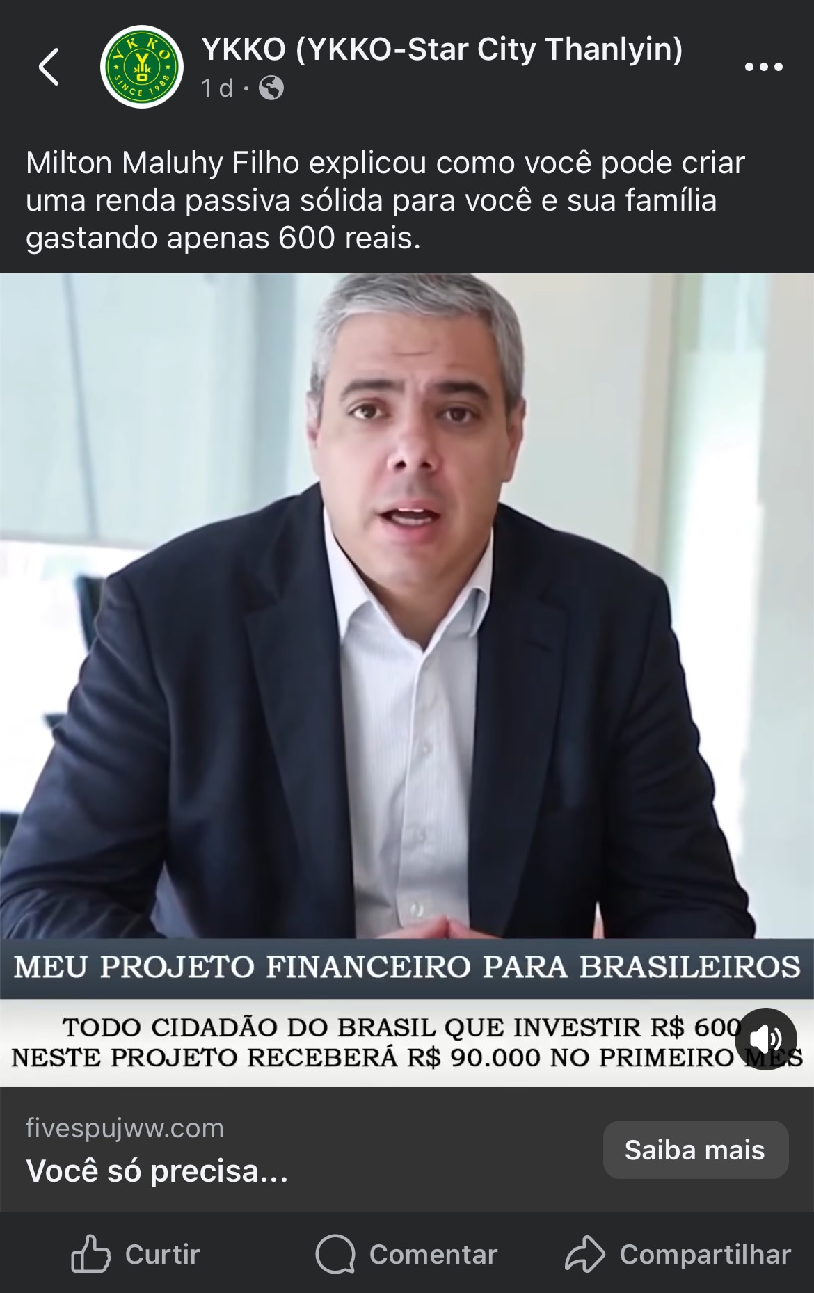 Deep fake que circula no Facebook
