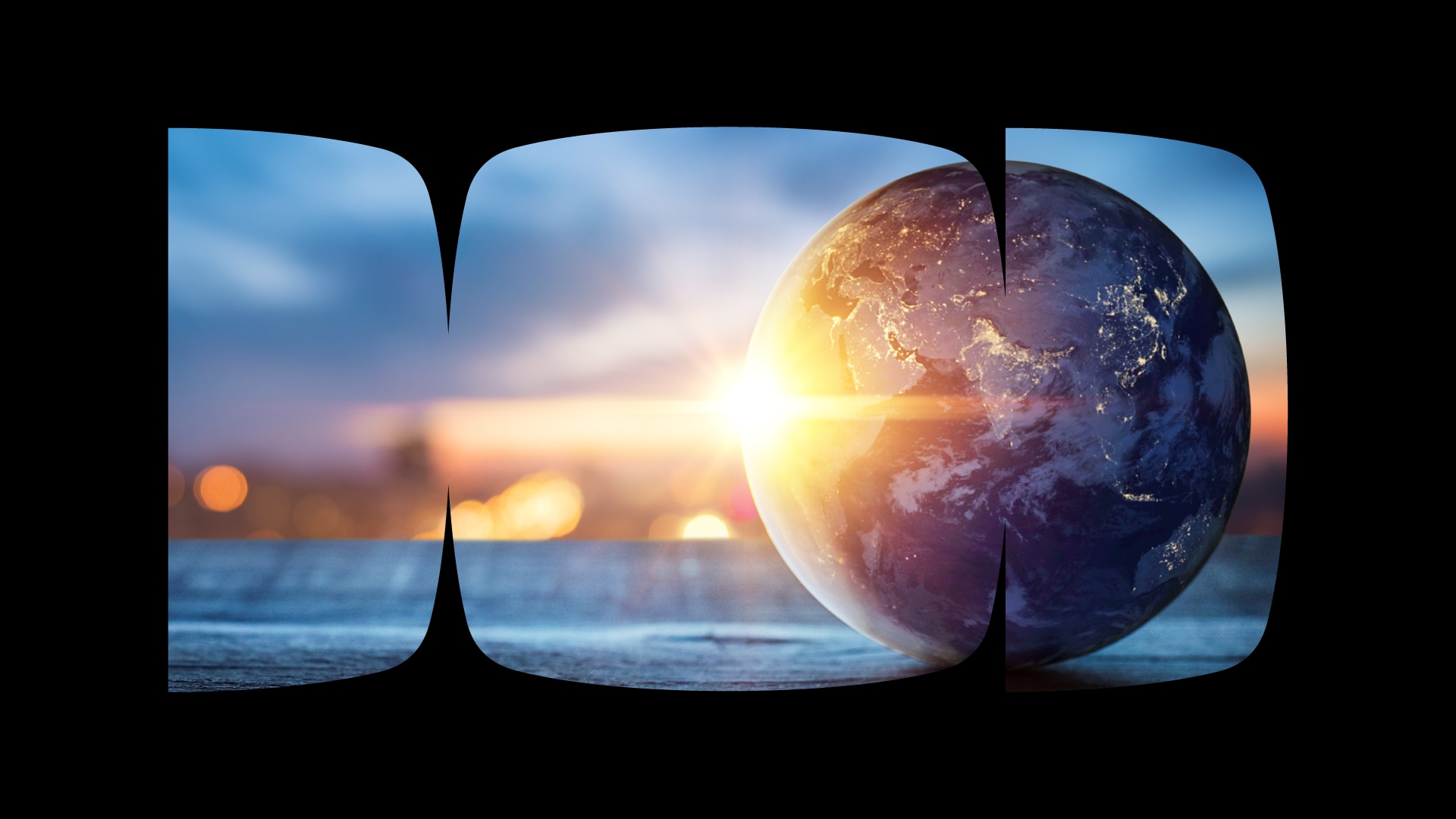 Um globo terrestre repousa sobre o horizonte, dentro do grafismo do Itaú Private Bank