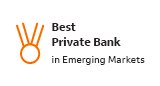 Logo do prêmio Best Private Bank in Emerging Markets do Itaú Private.