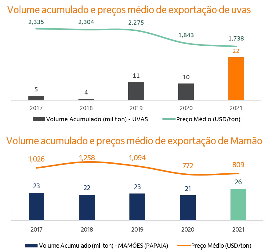 Imagem ilustrativa do artigo Exportações de frutas no 1º sem de 2021